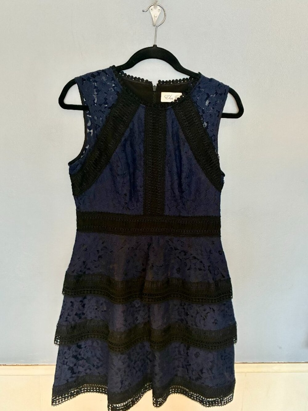 Eliza J Navy and Black Lace Party Dress Sz 8P